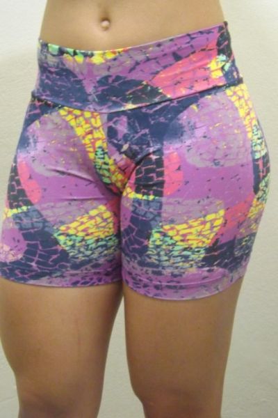 short meia coxa estampado